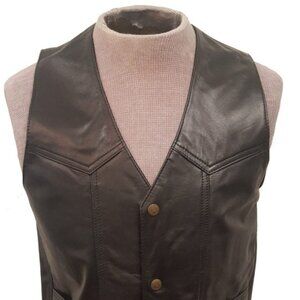 Men’s Classic Biker Western Biker Cowhide Leather Vest